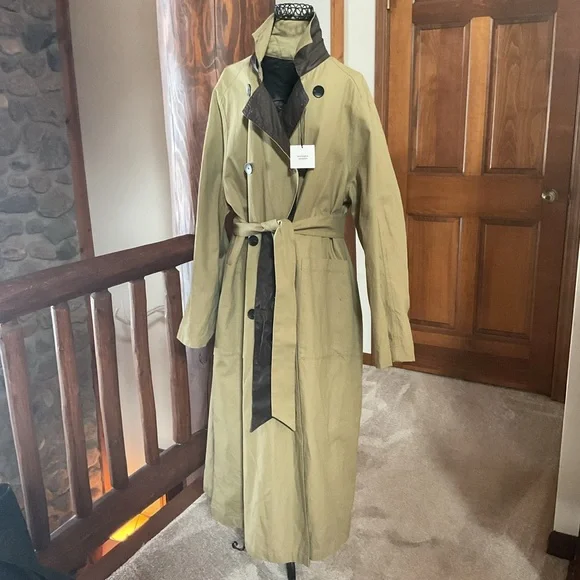 ZARA REVERSIBLE TRENCH COAT ZW COLLECTION BROWN ECRU NEW - Picture 2 of 11